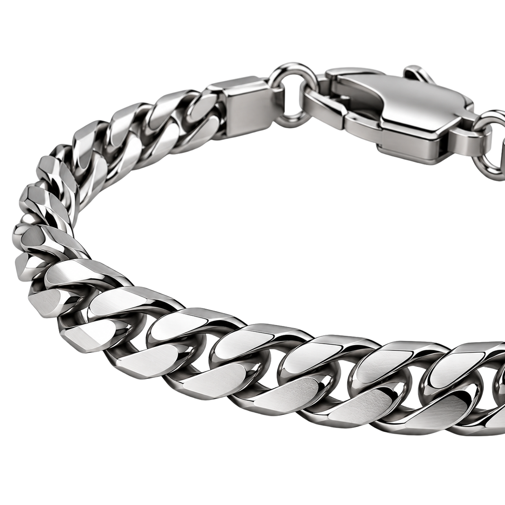 Premium Stainless Steel Cuban Link Bracelet – Polished Silver | OSTTRAVALLE