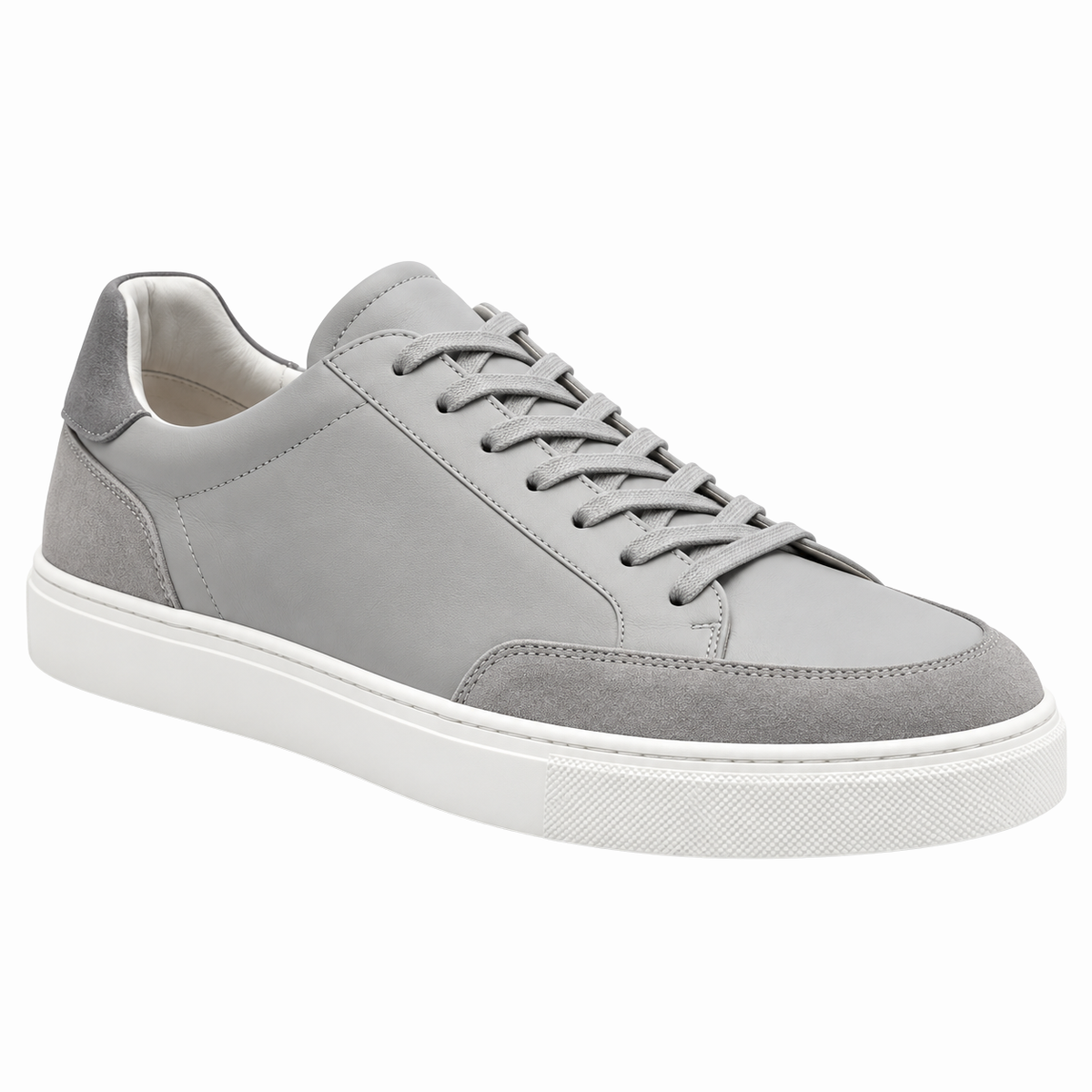 Premium Leather & Suede Low-Top Trainers – Light Grey | OSTTRAVALLE